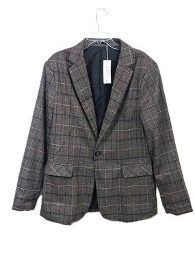 NEW Susielady Plaid Blazer Brown Black Pockets Fully Lined Women XL